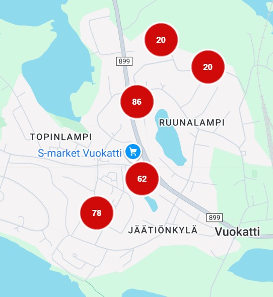 Sähkökatkokartta 29.1.2025